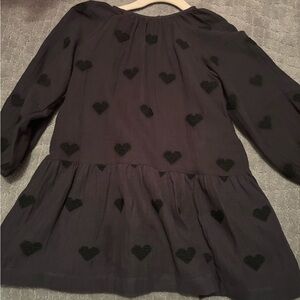 Zara Kids Black Dress with Heart Pattern